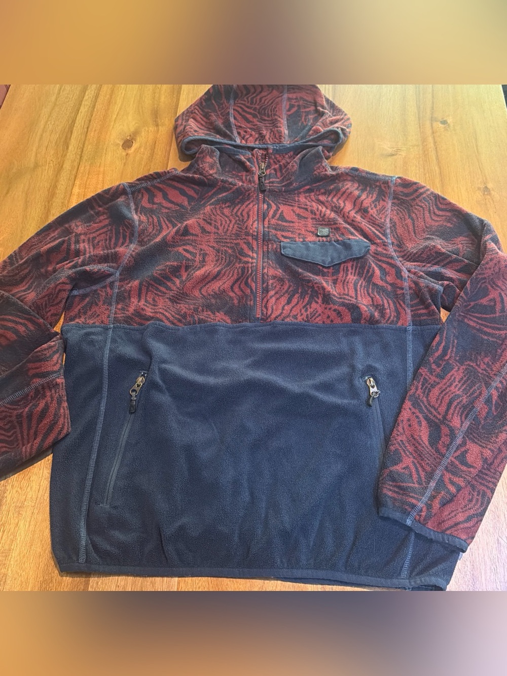ROARK FOX ISLAND POLAR FLEECE 1/2 ZIP HOODIE MEN'S Size Medium Maroon